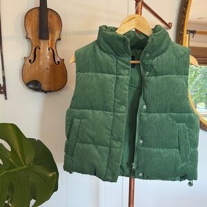 🍂Love Tree - Green Corduroy Puffer Vest, #75